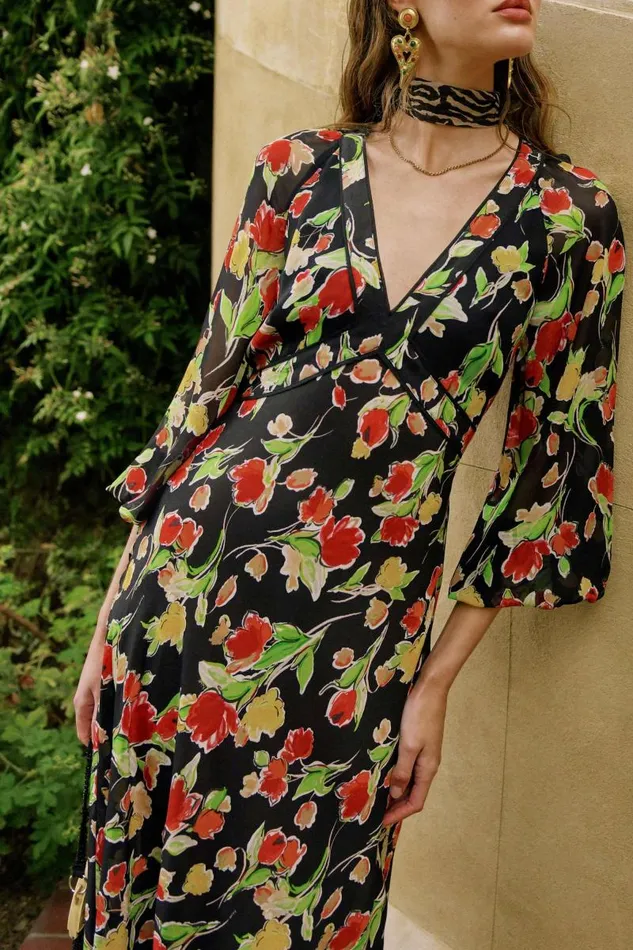Women Dresses RIXO Ayla Fontainhas Floral Black Women Dresses RIXO Ayla Fontainhas Floral Black