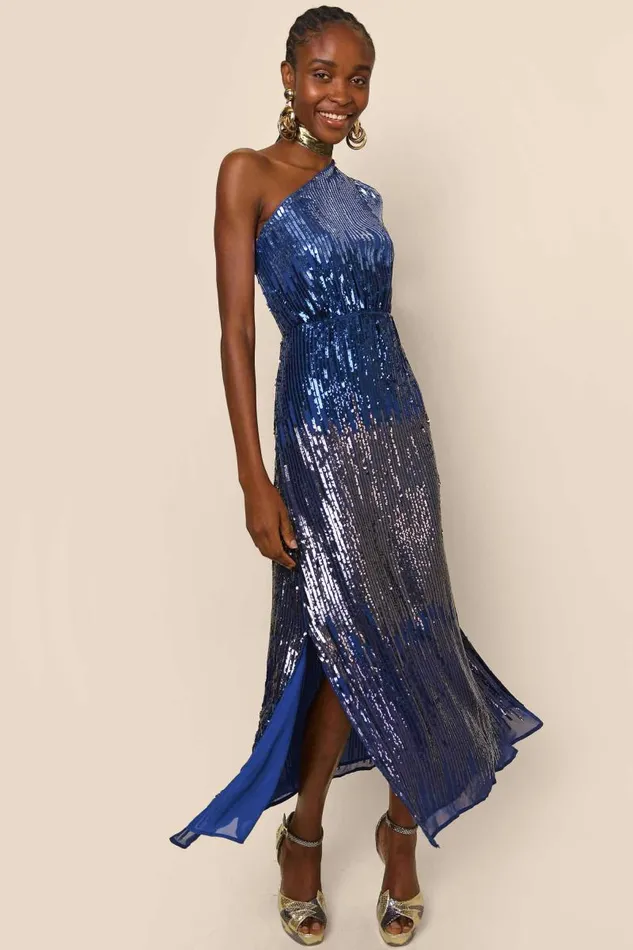 Women Dresses RIXO Bradshaw Blue Ombre Sequin