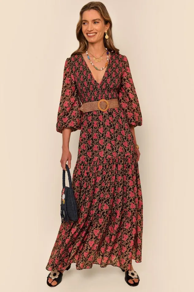 Women Dresses RIXO Brooke Rennie Rose Navy Women Dresses RIXO Brooke Rennie Rose Navy