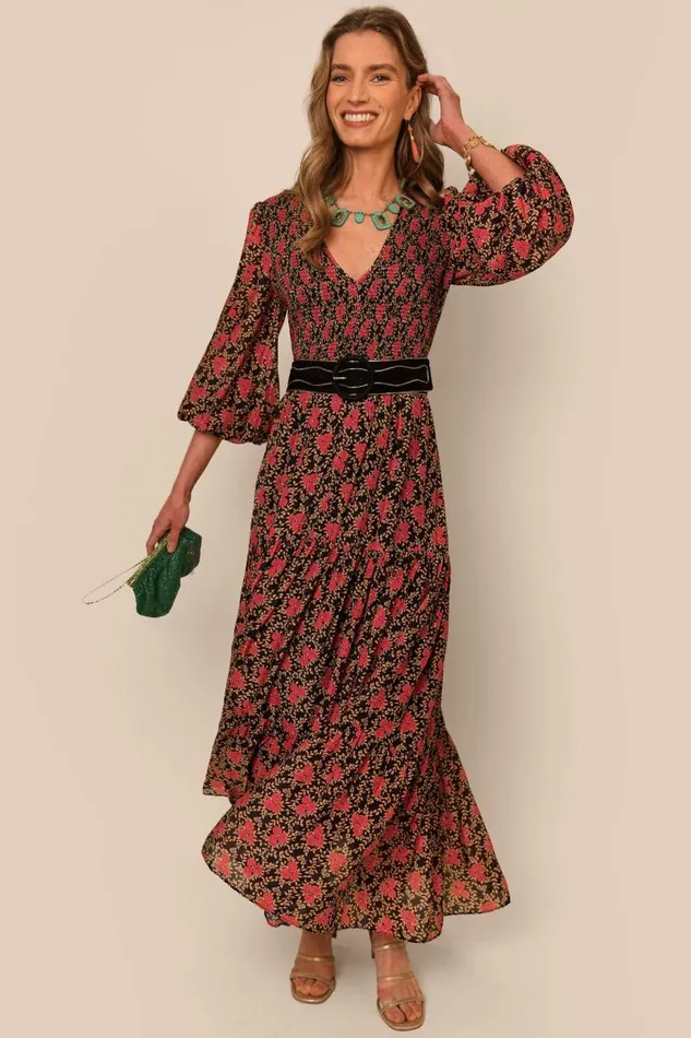 Women Dresses RIXO Brooke Rennie Rose Navy Women Dresses RIXO Brooke Rennie Rose Navy