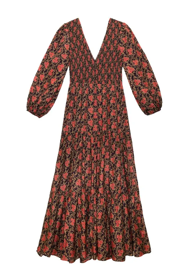Women Dresses RIXO Brooke Rennie Rose Navy Women Dresses RIXO Brooke Rennie Rose Navy