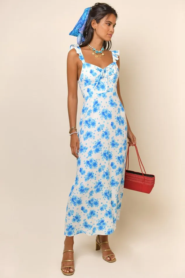 Women Dresses RIXO Cecile Blue Victoria Floral