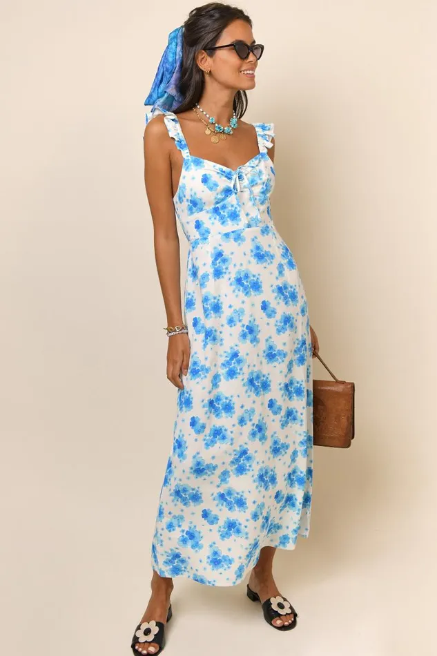 Women Dresses RIXO Cecile Blue Victoria Floral Women Dresses RIXO Cecile Blue Victoria Floral