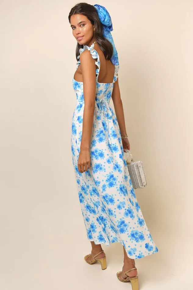 Women Dresses RIXO Cecile Blue Victoria Floral Women Dresses RIXO Cecile Blue Victoria Floral