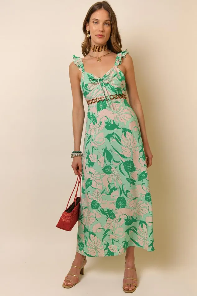 Women Dresses RIXO Cecile Green Tropical