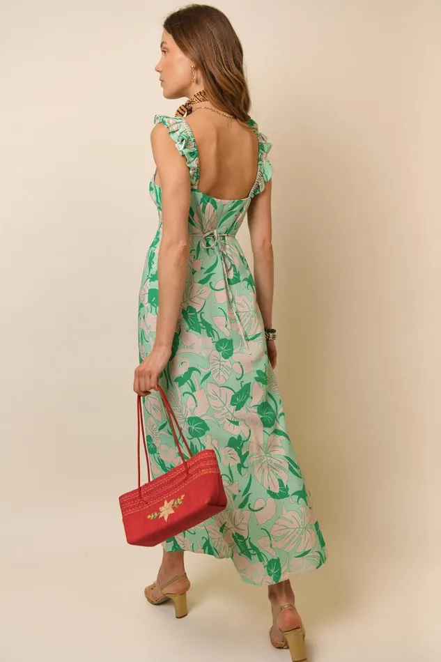 Women Dresses RIXO Cecile Green Tropical Women Dresses RIXO Cecile Green Tropical