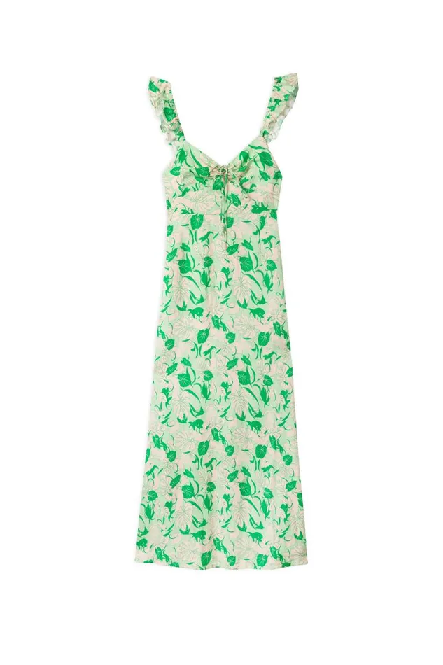 Women Dresses RIXO Cecile Green Tropical Women Dresses RIXO Cecile Green Tropical