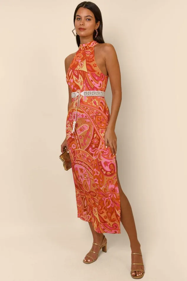 Women Dresses RIXO Celeste Grace Paisley Pink