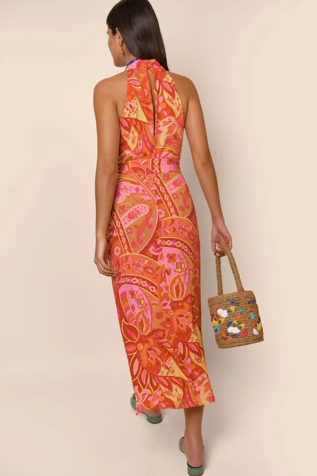 Women Dresses RIXO Celeste Grace Paisley Pink