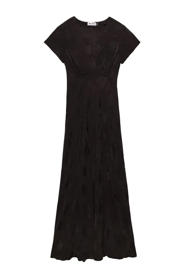 Women Dresses RIXO Clarissa Black Poppy Jacquard