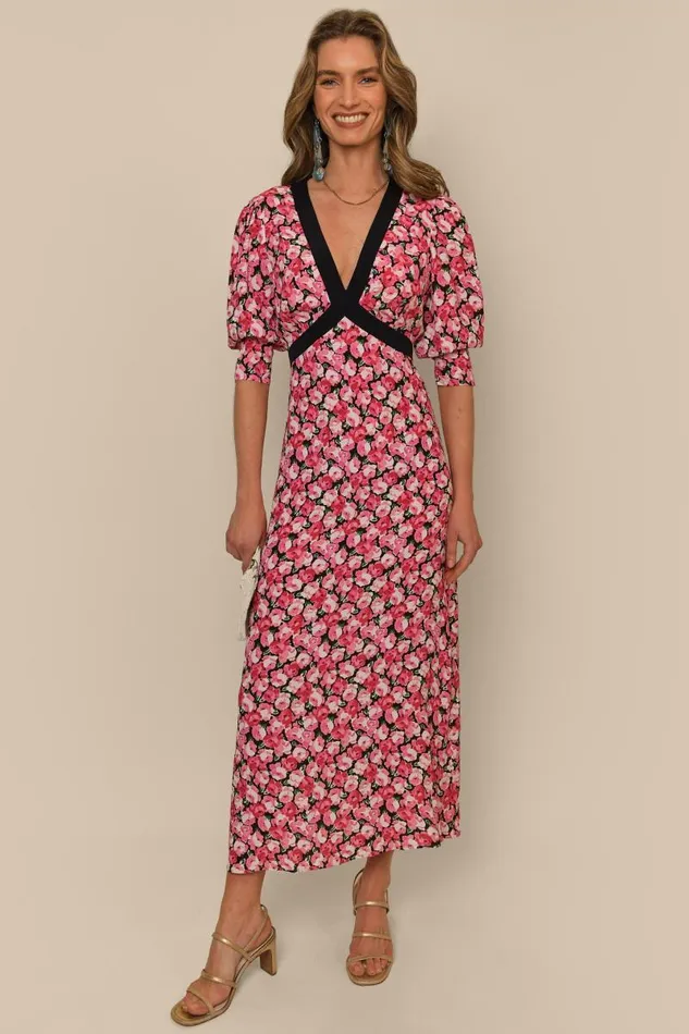 Women Dresses RIXO Deanna Pink English Rose Mix Women Dresses RIXO Deanna Pink English Rose Mix