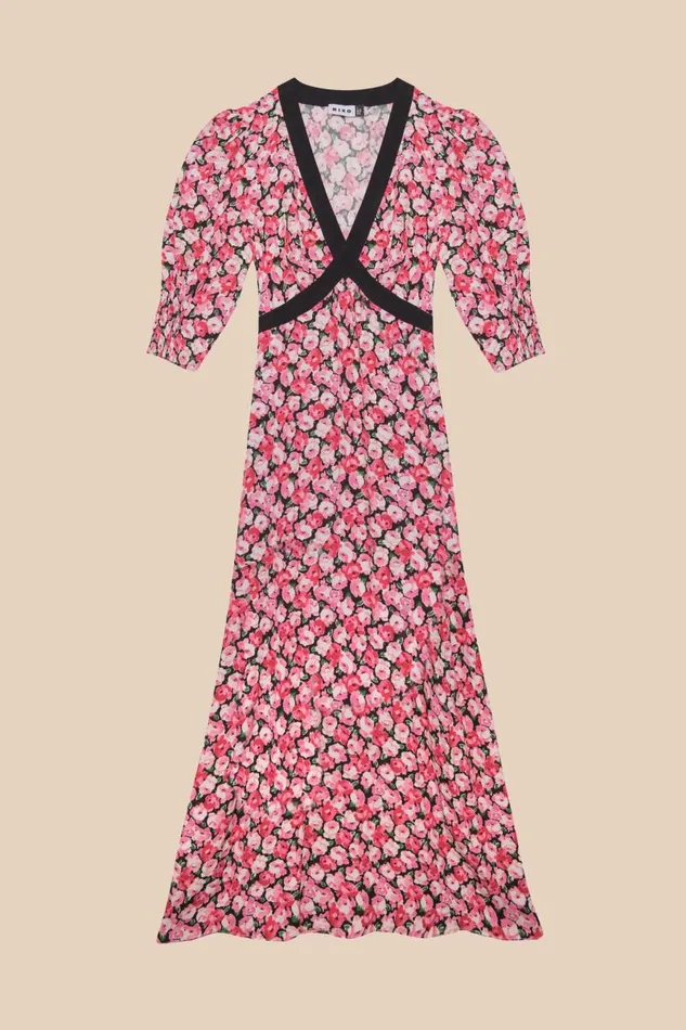 Women Dresses RIXO Deanna Pink English Rose Mix Women Dresses RIXO Deanna Pink English Rose Mix
