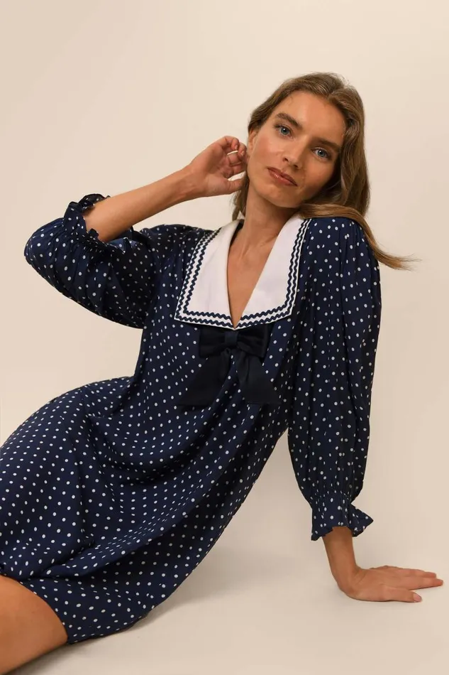 Women Dresses RIXO Doris Polka Dot Navy Women Dresses RIXO Doris Polka Dot Navy