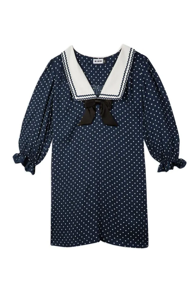 Women Dresses RIXO Doris Polka Dot Navy Women Dresses RIXO Doris Polka Dot Navy