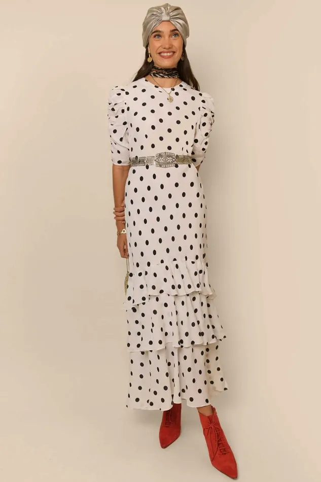 Women Dresses RIXO Evelyn Ivory Vintage Spot