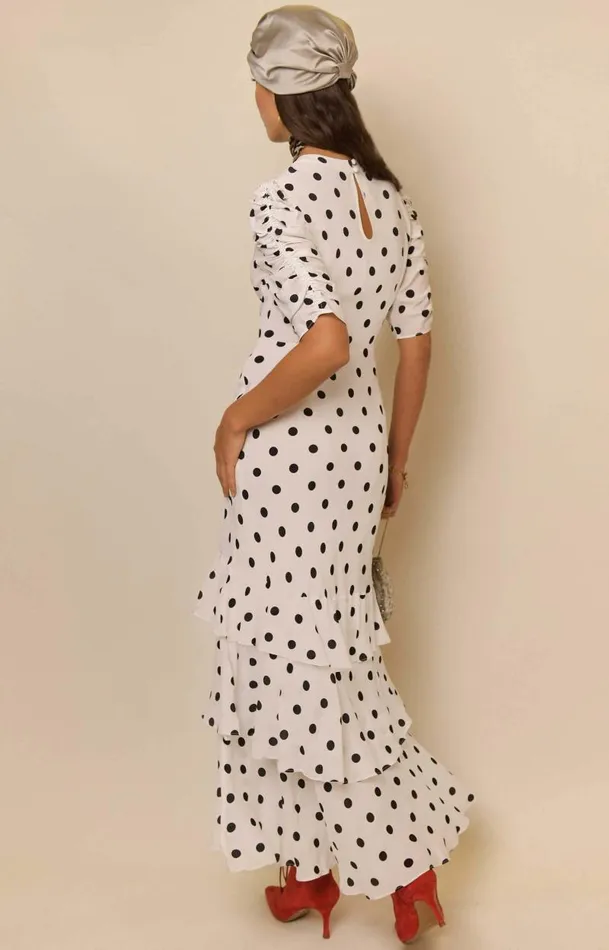 Women Dresses RIXO Evelyn Ivory Vintage Spot Women Dresses RIXO Evelyn Ivory Vintage Spot