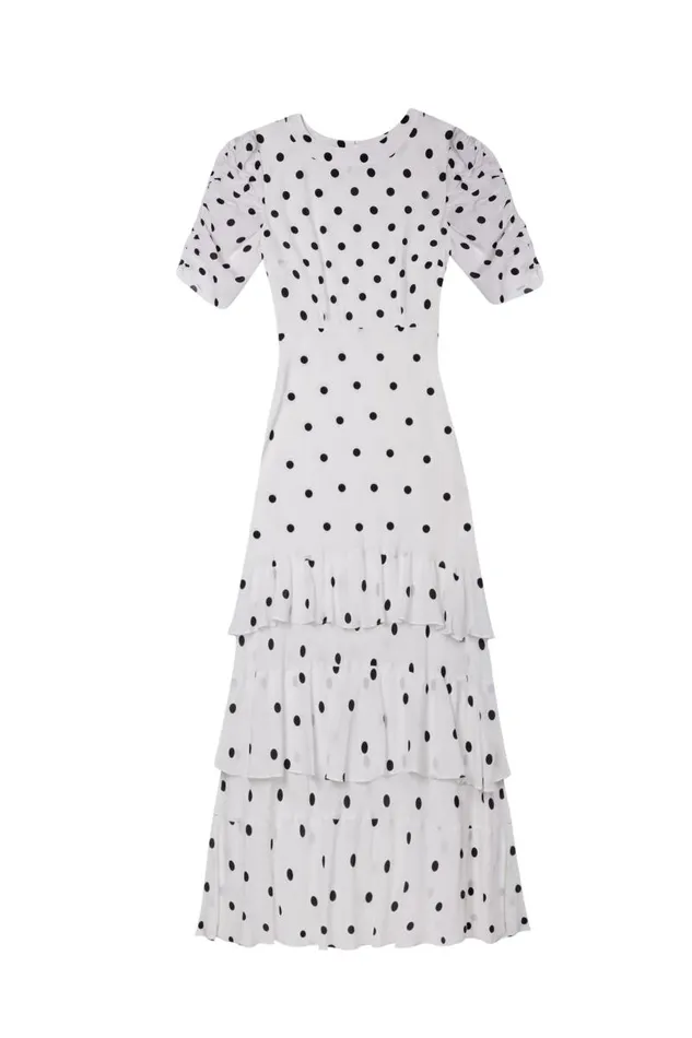 Women Dresses RIXO Evelyn Ivory Vintage Spot Women Dresses RIXO Evelyn Ivory Vintage Spot