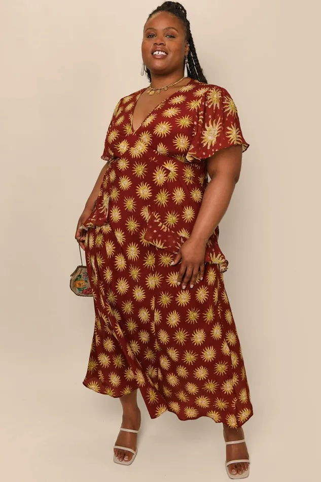 Women Dresses RIXO Evie Sunshine Ochre