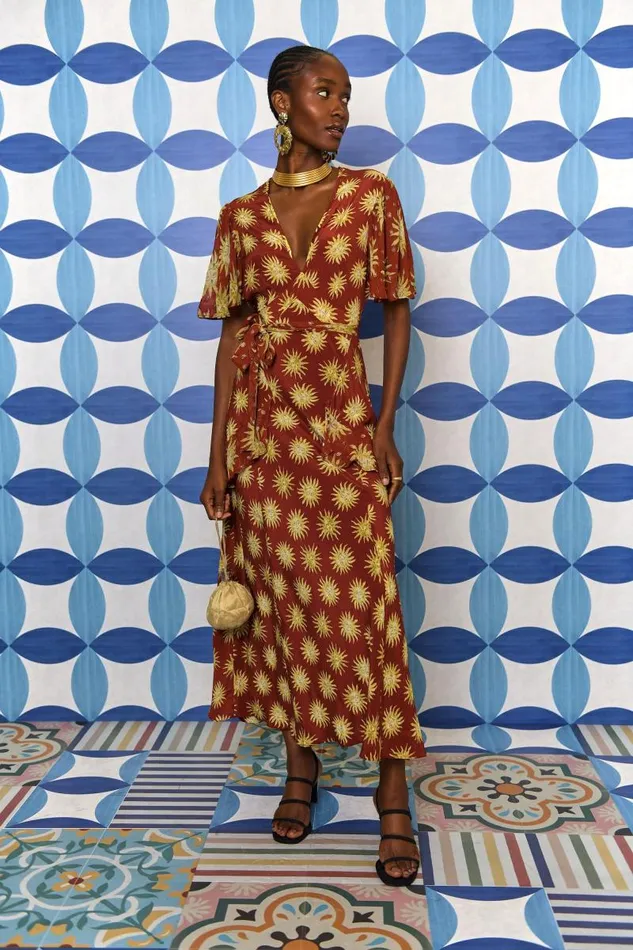 Women Dresses RIXO Evie Sunshine Ochre