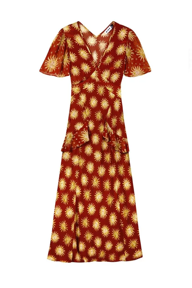 Women Dresses RIXO Evie Sunshine Ochre