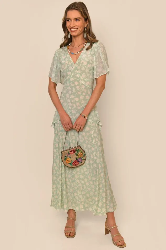 Women Dresses RIXO Evie Vintage Daisy Green