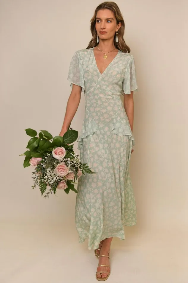 Women Dresses RIXO Evie Vintage Daisy Green Women Dresses RIXO Evie Vintage Daisy Green