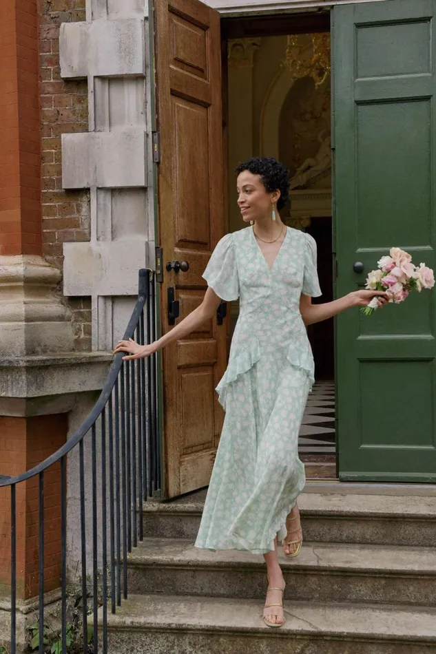 Women Dresses RIXO Evie Vintage Daisy Green Women Dresses RIXO Evie Vintage Daisy Green