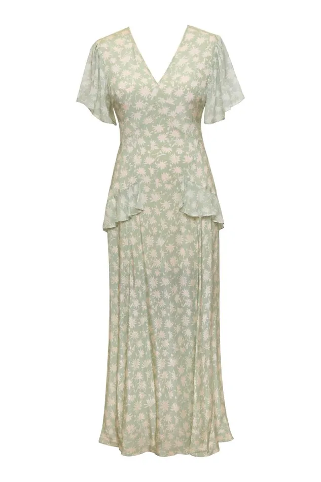 Women Dresses RIXO Evie Vintage Daisy Green Women Dresses RIXO Evie Vintage Daisy Green