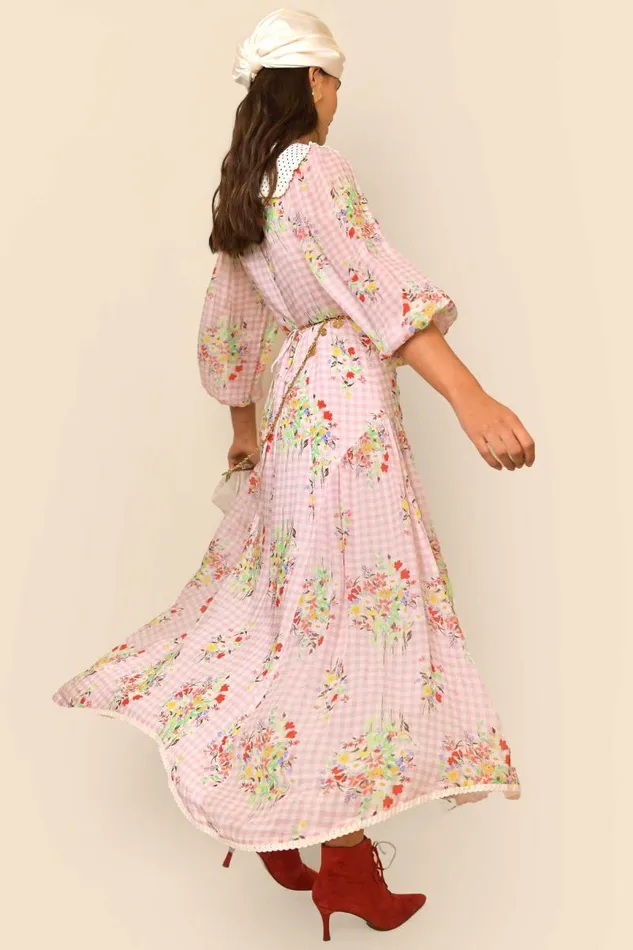 Women Dresses RIXO Gem Pink Check Vintage Bunch Women Dresses RIXO Gem Pink Check Vintage Bunch
