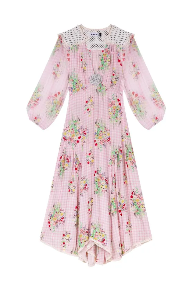 Women Dresses RIXO Gem Pink Check Vintage Bunch Women Dresses RIXO Gem Pink Check Vintage Bunch