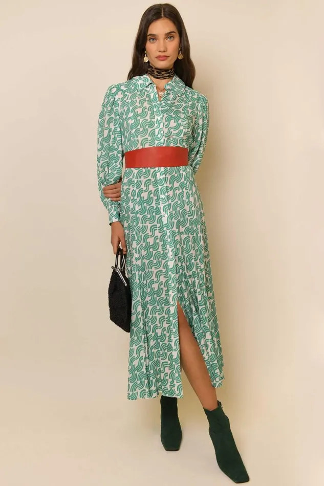 Women Dresses RIXO Georgina Green Abstract Wave
