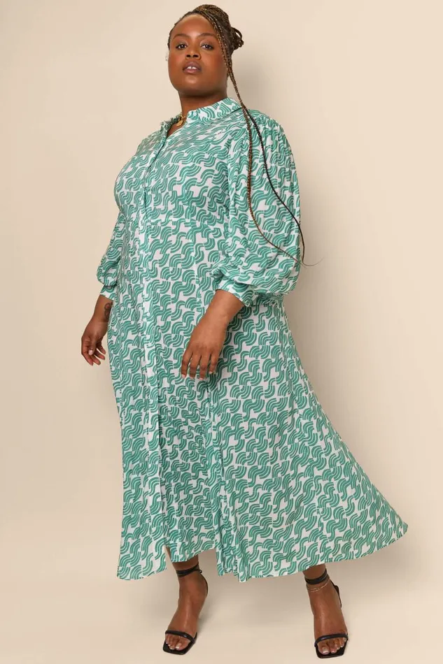 Women Dresses RIXO Georgina Green Abstract Wave Women Dresses RIXO Georgina Green Abstract Wave
