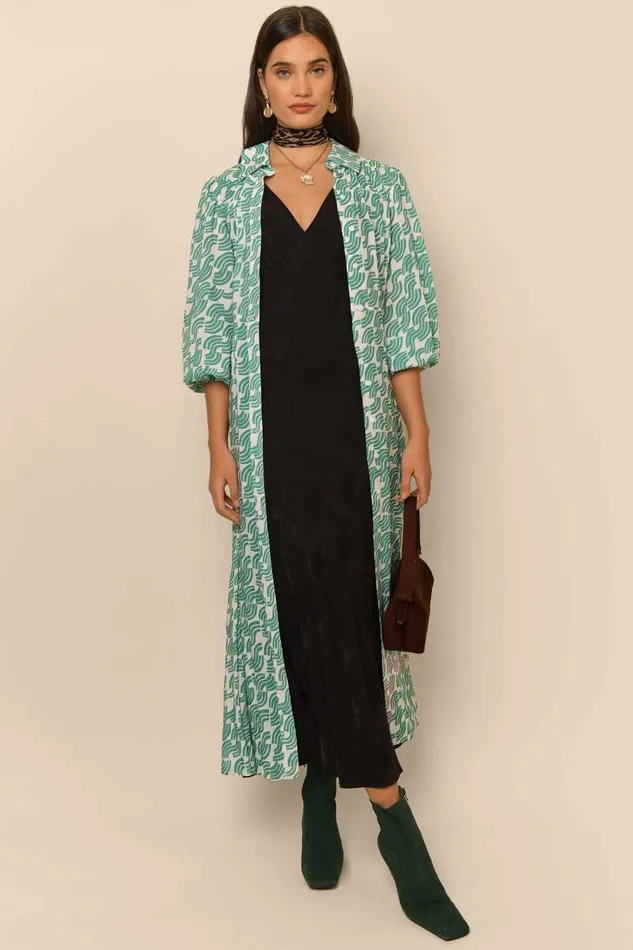 Women Dresses RIXO Georgina Green Abstract Wave Women Dresses RIXO Georgina Green Abstract Wave