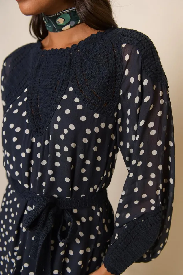 Women Dresses RIXO Irene Polka Dot Navy Women Dresses RIXO Irene Polka Dot Navy