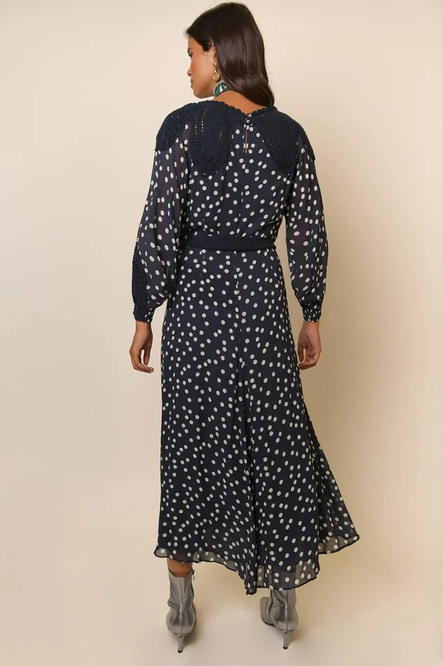 Women Dresses RIXO Irene Polka Dot Navy Women Dresses RIXO Irene Polka Dot Navy