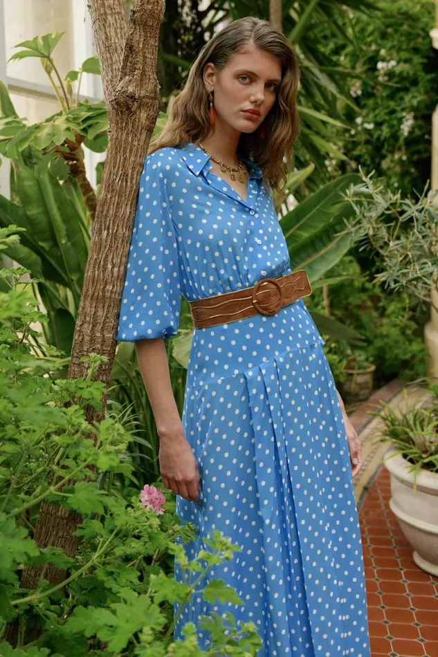 Women Dresses RIXO Izzy Polka Dot Blue Women Dresses RIXO Izzy Polka Dot Blue