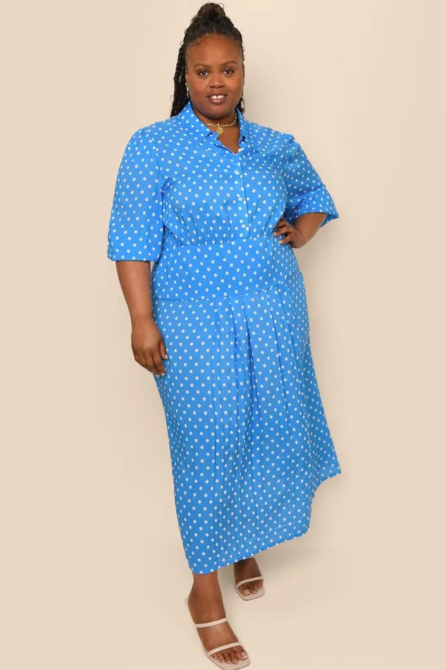 Women Dresses RIXO Izzy Polka Dot Blue Women Dresses RIXO Izzy Polka Dot Blue