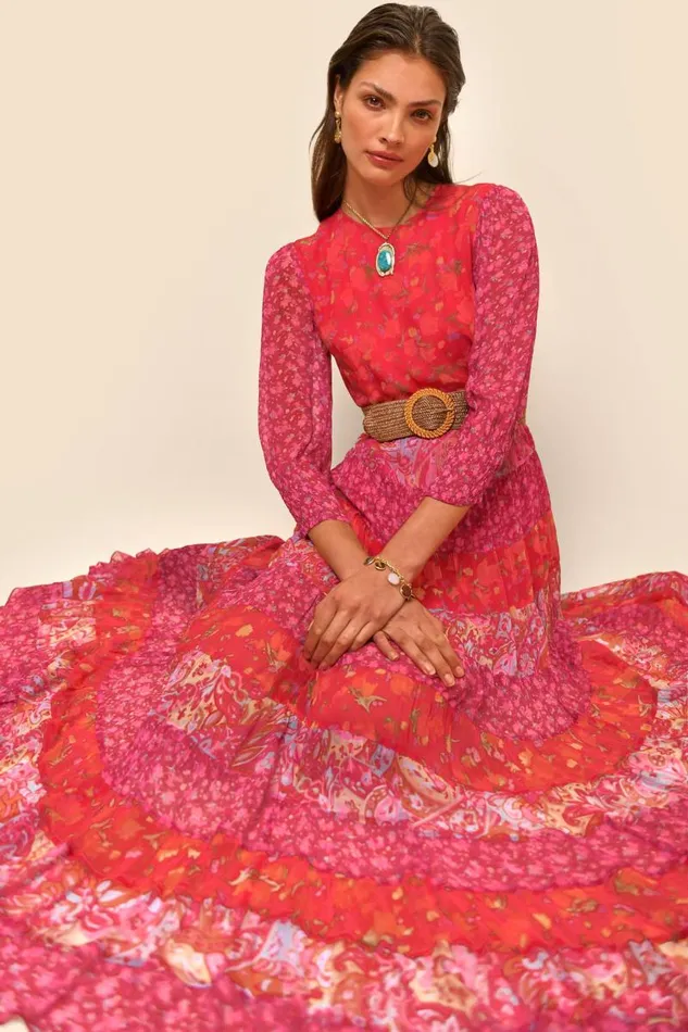 Women Dresses RIXO Kristen Havana Floral Plum Mix Women Dresses RIXO Kristen Havana Floral Plum Mix