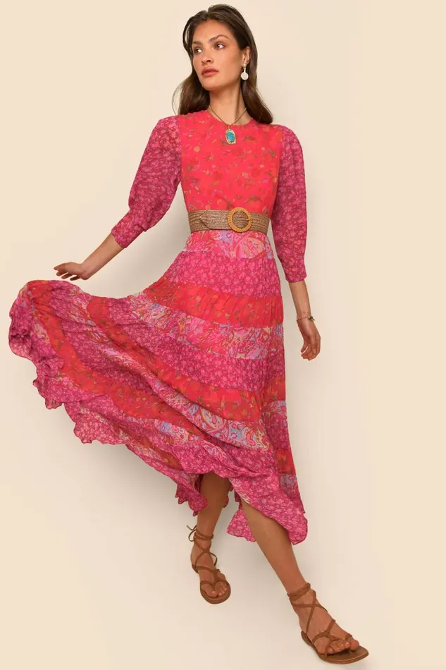 Women Dresses RIXO Kristen Havana Floral Plum Mix Women Dresses RIXO Kristen Havana Floral Plum Mix