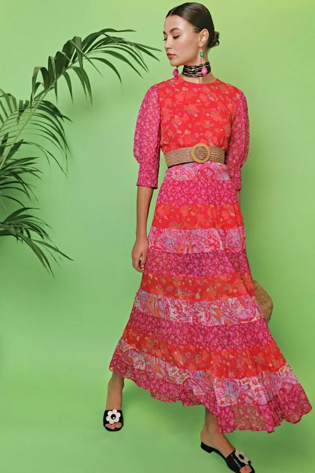 Women Dresses RIXO Kristen Havana Floral Plum Mix Women Dresses RIXO Kristen Havana Floral Plum Mix