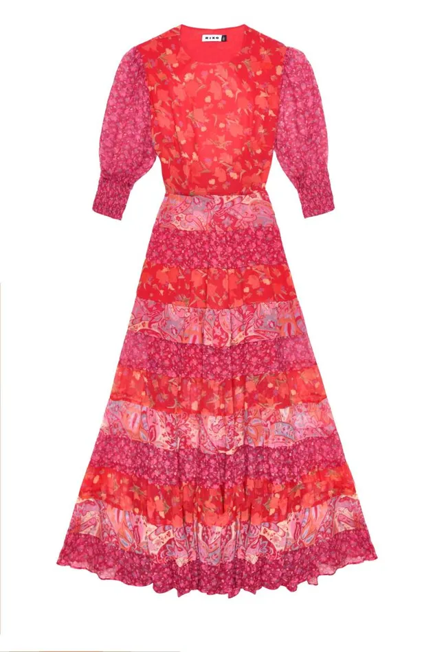 Women Dresses RIXO Kristen Havana Floral Plum Mix Women Dresses RIXO Kristen Havana Floral Plum Mix