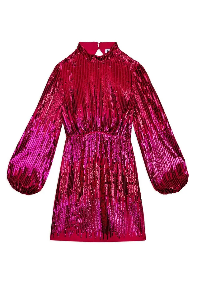 Women Dresses RIXO Lara Hot Pink Sequin