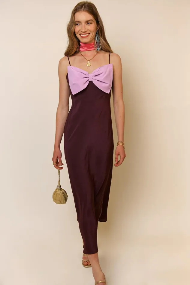 Women Dresses RIXO Leanna Chocolate Lilac Mix