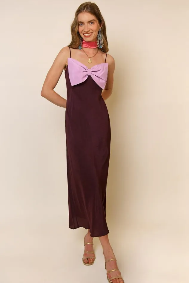Women Dresses RIXO Leanna Chocolate Lilac Mix Women Dresses RIXO Leanna Chocolate Lilac Mix