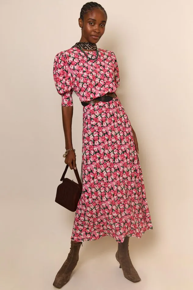 Women Dresses RIXO Lucile Pink English Rose