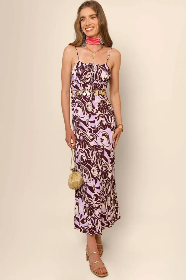 Women Dresses RIXO Maeve Chocolate Abstract Shell