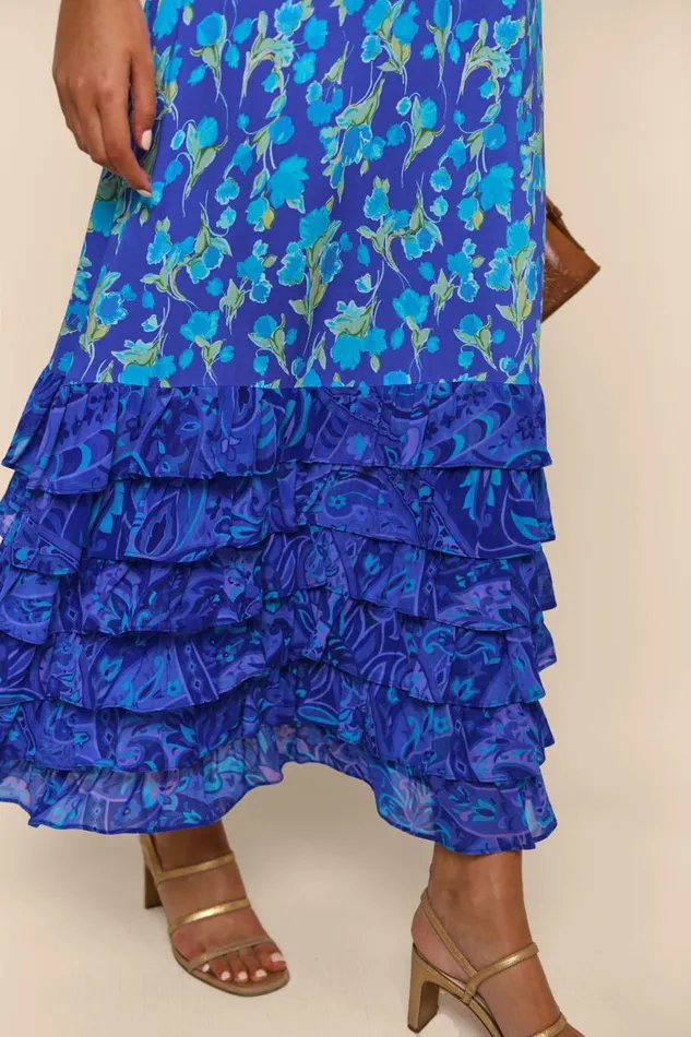 Women Dresses RIXO Mari Fontainhas Floral Cobalt Mix