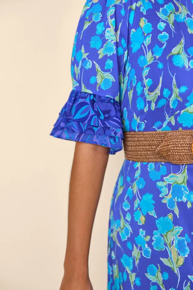 Women Dresses RIXO Mari Fontainhas Floral Cobalt Mix