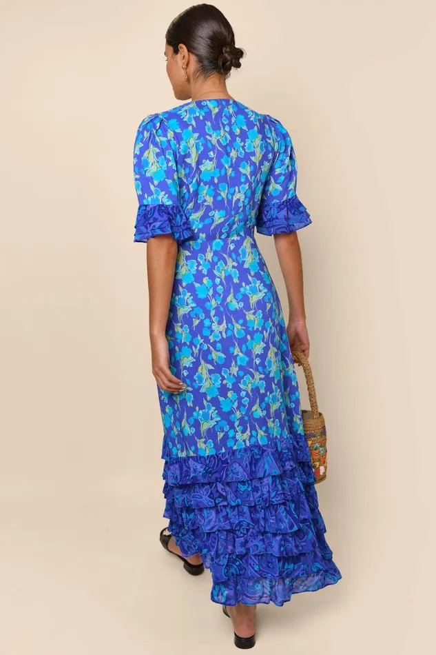Women Dresses RIXO Mari Fontainhas Floral Cobalt Mix