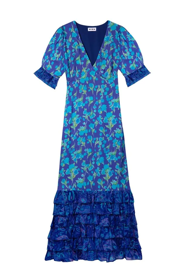 Women Dresses RIXO Mari Fontainhas Floral Cobalt Mix